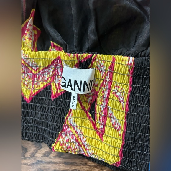 Ganni Logo-Printed Halterneck Sheer Cropped Top Size 34 NWOT - Picture 5 of 6